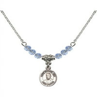 Rodijumska ogrlica sa svijetlim plavim septembarskim mjesecom rođene kamene perle i blaženi miguel pro šarm