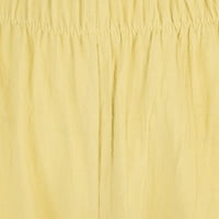 Posteljine hlače Žene Ljeto Petite elastični struk prozračne pantalone Loose hlače sa džepom sive 2