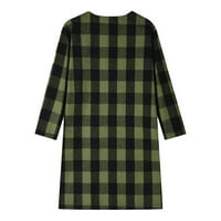 Kardigan za žene Žene Jesen zimski kaput reverise dugih rukava Grid kaput Knit Top Green XL