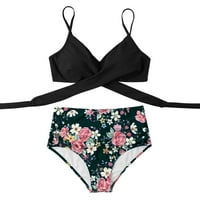 Ženski kupaći kostim boja Print High Struk Bikini Bangeage Split Podignite dva kupaća kostimi za kupaći