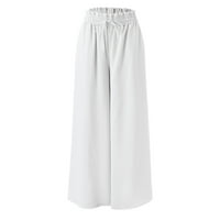Aaimomet ženske teretne hlače ženske harem hlače, visoki struk joga boho pantalone s džepovima, bijeli