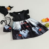Bagilaanoe Kids Girl Halloween Kostim crtani uzorak bez rukava A-line princeze + torba 3-11t Little