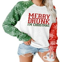 -Xxxl casual baggy božićno slovo snježne pahuljice pulover košulje za žene plus veličine boja blok dugih