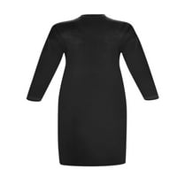 Labave casual haljine za žene ženska zabava V-izrez Mini rukav čvrst a-linija crna l