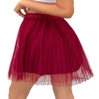 Grhianlook Ženske suknje Swing Mini suknje Ruffle Dame Pleased casual visoki struk vino crvena 2xl