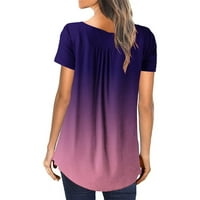 Vrhovi za žene s cvjetnim bluzom V-izrezom s kratkim rukavima Purple XL