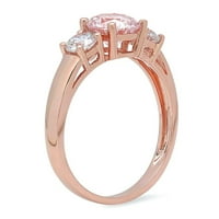 1.5ct okrugli rez ružičasti simulirani dijamant 14k ružičasta ruža zlatna gravirajući egraviranje godišnjice Angažovanje vjenčanja Trobotna prstena veličine 10