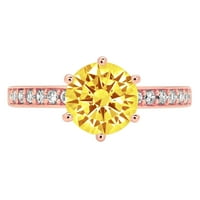 1. CT sjajan okrugli rez prozirni simulirani dijamant 18k 18K Rose Gold Solitaire sa Accentima prstenom