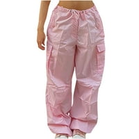 Modne ženske pantalone za žensku teretnu hlače Ležerne prilike ravne čvrste baggy hlače ružičaste 3xl