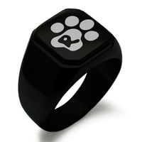 Slovo od nehrđajućeg čelika R Početni mačji šape za pse Monogram urezani uređen kvadratni ravni top top biciklistički stil polirani prsten