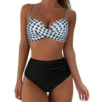 Ženski kupaći kostimi za žene Twist High Struk Bikini Push Up dva kupaća kupaći kostim dva retro Halter Ruched High Squik Print bikini set