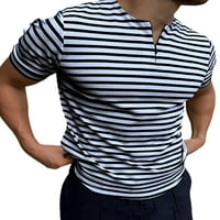 Niveer muns casual ljetne majice Polo majice Prednji patentni zatvarač na vrhu kratkih rukava Stripe košulja Slim Fit Work majica