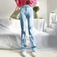 Ženske hlače Visoke elastične Hlačne pantalone s visokim strukom Slim Fit Jeans Flare Radne pantalone za žene