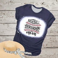 Viktorijanska bluza Žene Casual bejzbol mama Tipkani tiskani kratkih rukava Okrugli vrat pulover majice,
