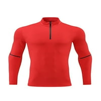 Cindysus muns Teretana TOT-ovi okruženi ovratnik Sport majica s dugim rukavima Kompresioni košulje Fitness Tee vlagu Wicking Pulover Red XL