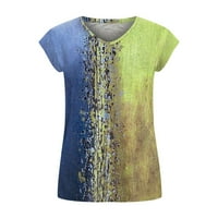 Vrhovi useva za žene Ženska modna casual V-izrez Kontrastni u boji tiskani majica bez rukava Top plavi