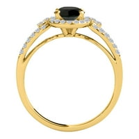 Aonejewelry 1. ct. HALO Black Diamond zaručnički prsten u 14K žutom zlatu