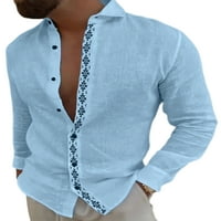 Leuncero muškarci vrši ljetne košulje s majicom majica MENS Havajska tee udobna bluza s dugim rukavima
