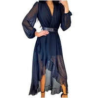 Haljine za žene modne žene ljetni casual kratki rukav V-izrez čvrsti ruffles nepravilna haljina ženska