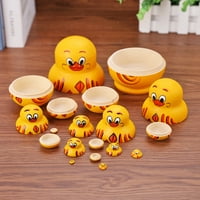 Slojevi drvene žute patke matryoshka igračke ruske gniježđenje Babuški lutke