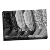 Gango Početna Dekor kaubojske čizme BW II od Kathy Mahan; Jedna 36x24IN ručno rastegnuta platna