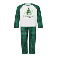 Lieramram božićne pidžame za obiteljski dugih rukava Ispiši vrhove + bivolo plairane hlače postavljene zimske spavaće odjeće