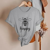Ženska proljetna ljetna crtani pčelinji cvijet tiskani majica kratkih rukava O-izrez TOP jednostavna