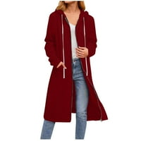 Fatuov ženske jakne s dugim rukavima dukseci s dugim rukavima patentni zimski modni vinski kaput s džepovima