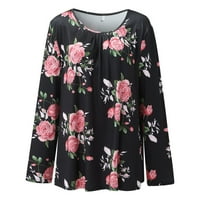 Ženske plus veličine Ležerne prilike sa cvjetnim printom dugih rukava Trendy Loose Fit Boho Dressy bluza Top pulover