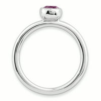 LE & LU Sterling Silver Silver Spacables New Round Rhodolite Garnet prsten LAL11059
