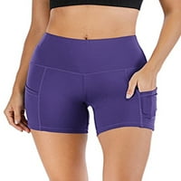 Ženske bicikliste kratke hlače Kompresija Yoga vježbanja s džepovima High Squik Tummy Control vježbanje