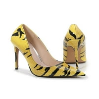 Gomelly Womenske pumpe šiljaste nožne stiletto potpetice klizne na haljini cipele životinjski ispisuje