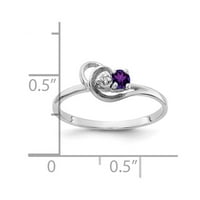 14k bijelo zlato Amethyst Real Diamond Ring