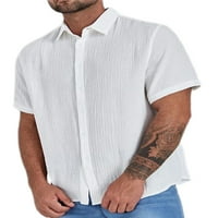 Paille muškarci vrhovi kratkih rukava Ljetni košulja rever-bluza za vrat Redovna fit svakodnevna habanja majica bijela 3xl