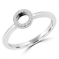 0. CTW okrugli dijamantni koktel prsten u 14K bijelom zlatu - veličine 8