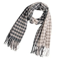 Pokrivač pletena šal za toplu provjeru zimskog sivog gusta gusta tassena pletena ptice modni šal šal