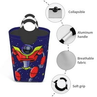 50l veliki pravokutni rublje za rublje s aluminijskim ručkama, Cyborg Alien Robot Astronaut Prints Vodootporna sklopiva korpa za prljavu odjeću