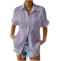 HFYIHGF ženski gumb dolje majice Ljeto plus veličina kratkih rukava s kratkim rukavima s kratkim rukavima