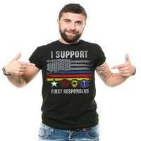 Mens i podržavam prvu košulju ispitanika SAD Patriotska košulja za zastavu Policijska vatrogasna vojna