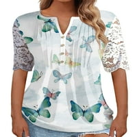 LUMENTO WOOGE majica cvjetni print majica s kratkim rukavima Ljetni vrhovi dame udobne tunika bluza