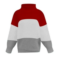 WHLBF pulover džemperi za žene, zimske žene pletene boje koje odgovaraju okrugli vrat labavi ležerni
