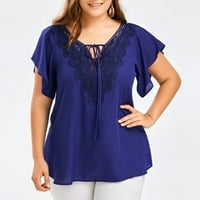 Twifer vrhovi za žene ženske modne ležerne pune čipke plus veličina majica bluza šišmiša s kratkim rukavima
