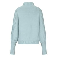Vremenski dugi džemperi za žene Trendy Solid Boja dugih rukava s kapuljačom, plava, l