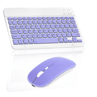Punjiva bluetooth tastatura i miš kombinirano ultra tanak pune tipkovnice i ergonomski miš za Xiaomi RedMi bilješka 9s i svi Bluetooth omogućeni MAC tablet iPad PC laptop - ljubičasta ljubičasta
