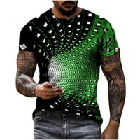Amtdh Muške košulje Prodaja Plus Veličina T majice Ljetna odjeća 3D umjetnički digitalni ispis bluza Ležerne tanke modne vrhove za muškarce Crewneck majice za muškarce kratki rukav pulover TEE Green XXXL