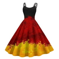 Ženska haljina Otiska odjeća cvjetno ispisane flare Classic špagete remen okrugli vrat bez rukavaca
