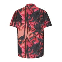 Amidoa Men Casual dugmad Boja blok Havaji Print sa džepnim poklopcem kratkih rukava za bluze za bluze