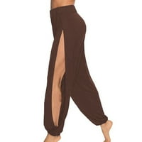 Ženske hlače široke pantalone za noge visoki struk čvrste pamučne labave teretne pantalone Dukserice