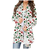 Ženske jakne i kaputi čišćenje ženskog božićnog kardigana Santa Claus Print Cardigan dugi rukav džemper