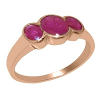 Britanci napravio 14k ružični zlatni prsten sa prirodnim rubinskim ženskim godišnjicom - Opcije veličine - Veličina 11.25